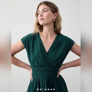 NWT--Banana Republic Factory Deep Sea Teal Textured Shirred Mini Dress Size XXL